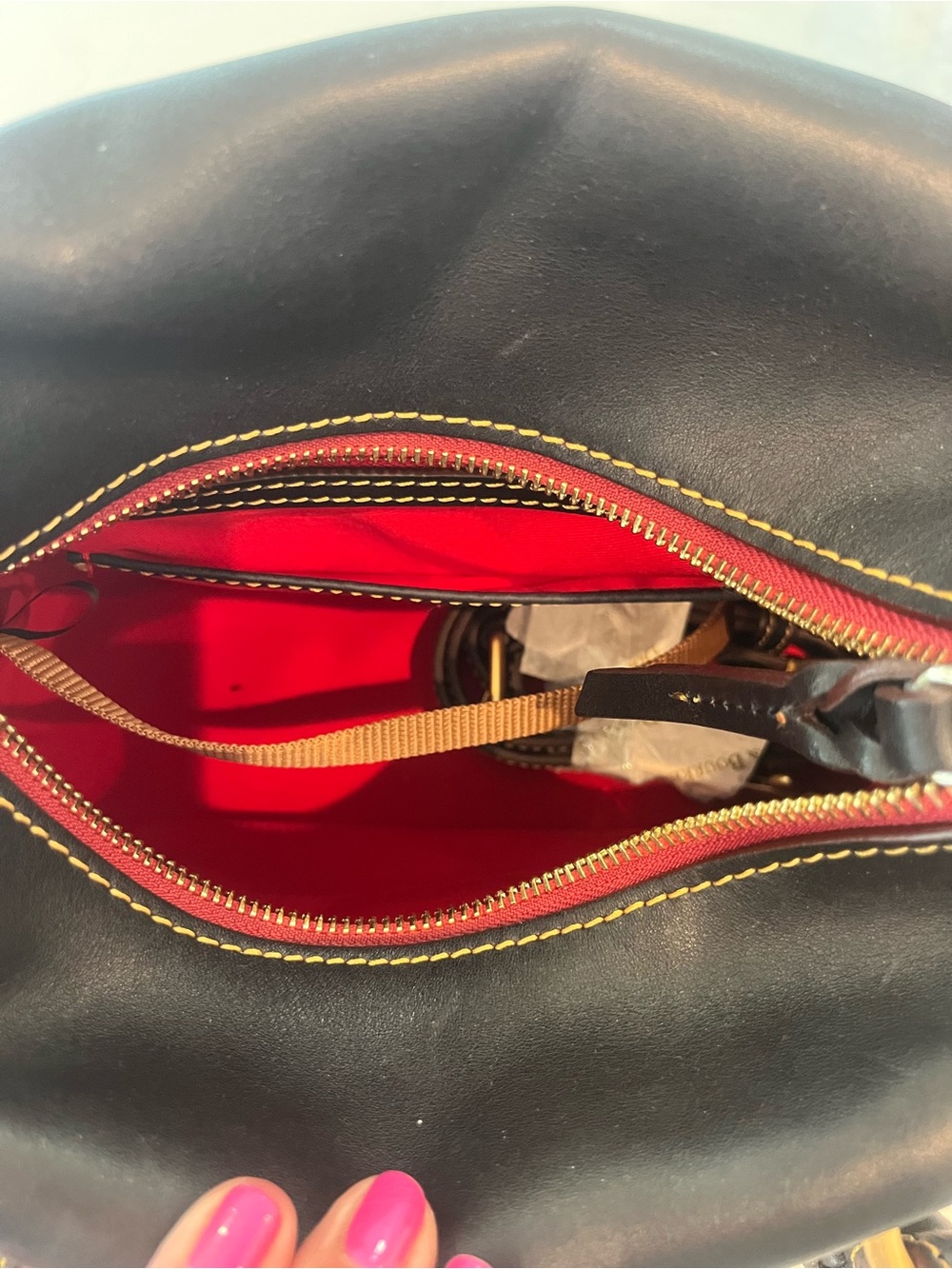 Dooney & Bourke navy Florentine Leather Satchel never used NEVER USED (gift) - Picture 4 of 10